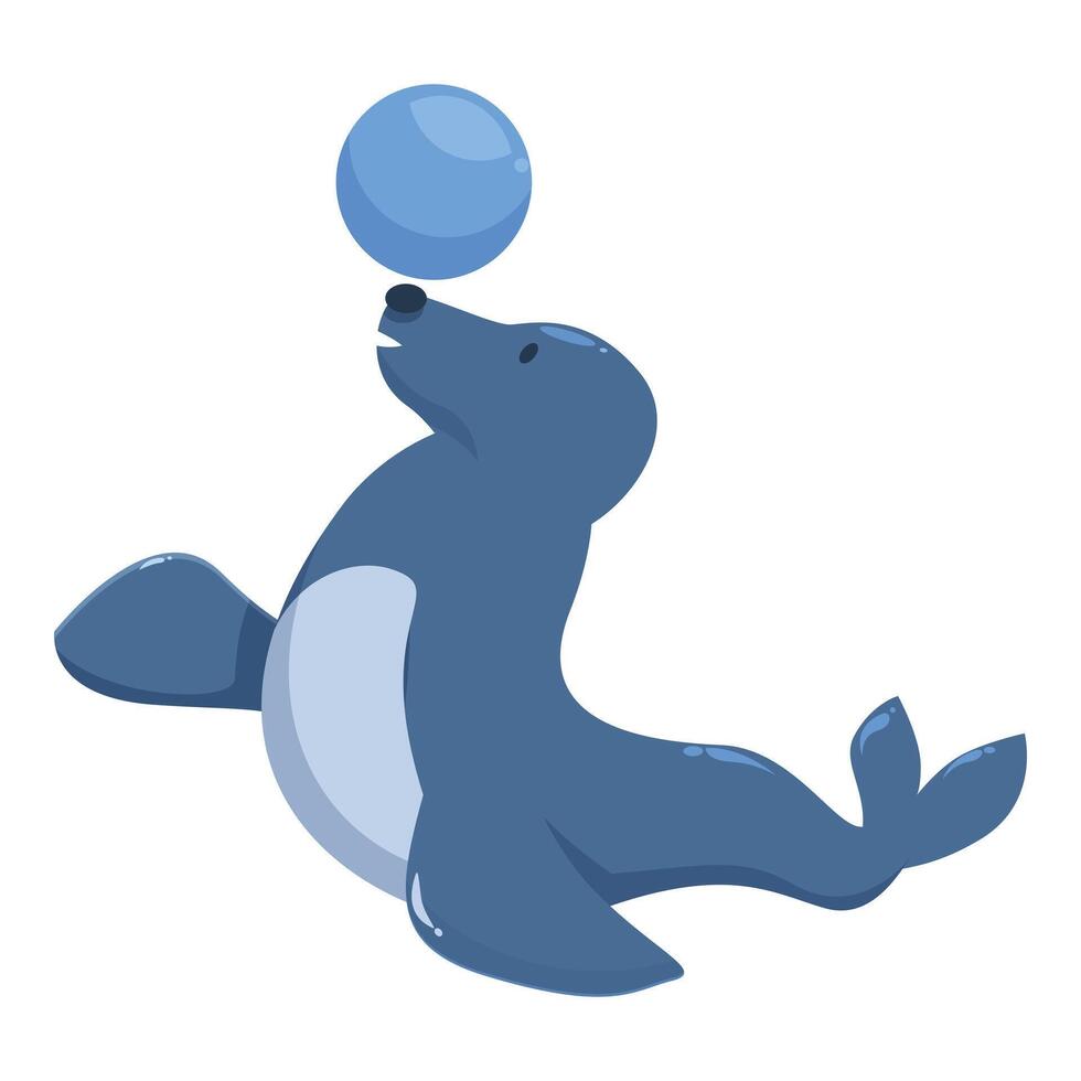 Circus seal balancing ball on nose performing trick vector