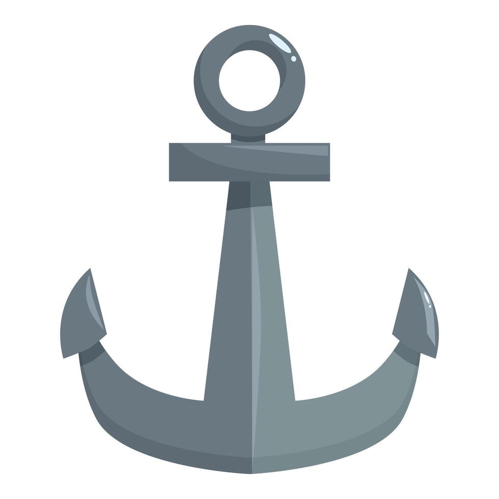 Heavy metal anchor holding ship steady in cartoon style vector
