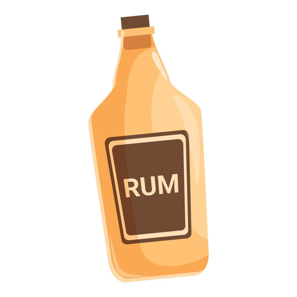 Glass bottle of rum standing on white background vector