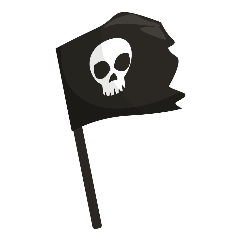 Black pirate flag with skull and crossbones waving in the wind vector