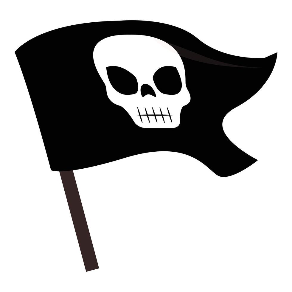 Black pirate flag with skull and crossbones waving in the wind vector