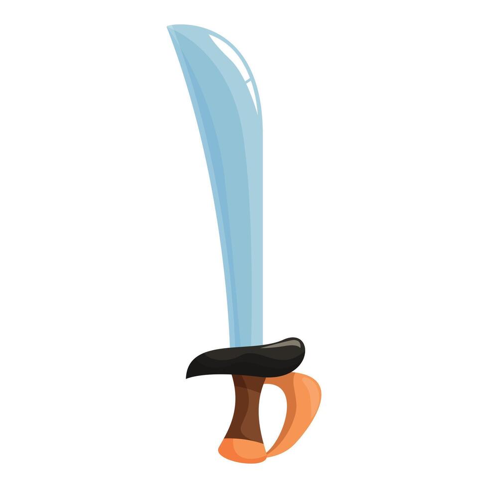 Cartoon cutlass sword pointing up with wooden hilt vector