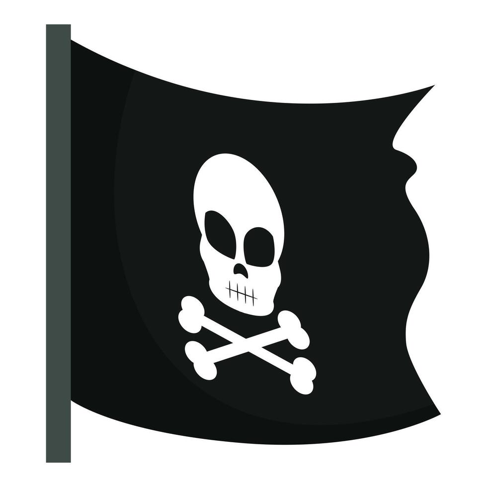Black pirate flag with skull and crossbones waving in the wind vector