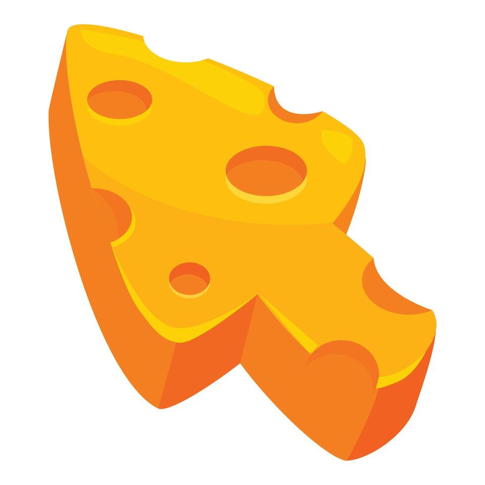 Big cartoon cheese wedge pointing right isolated vector