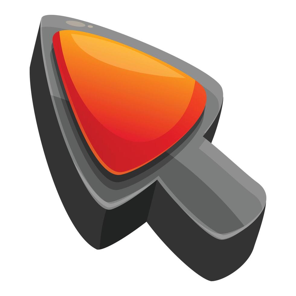 3d shiny orange and red cursor pointing up right vector