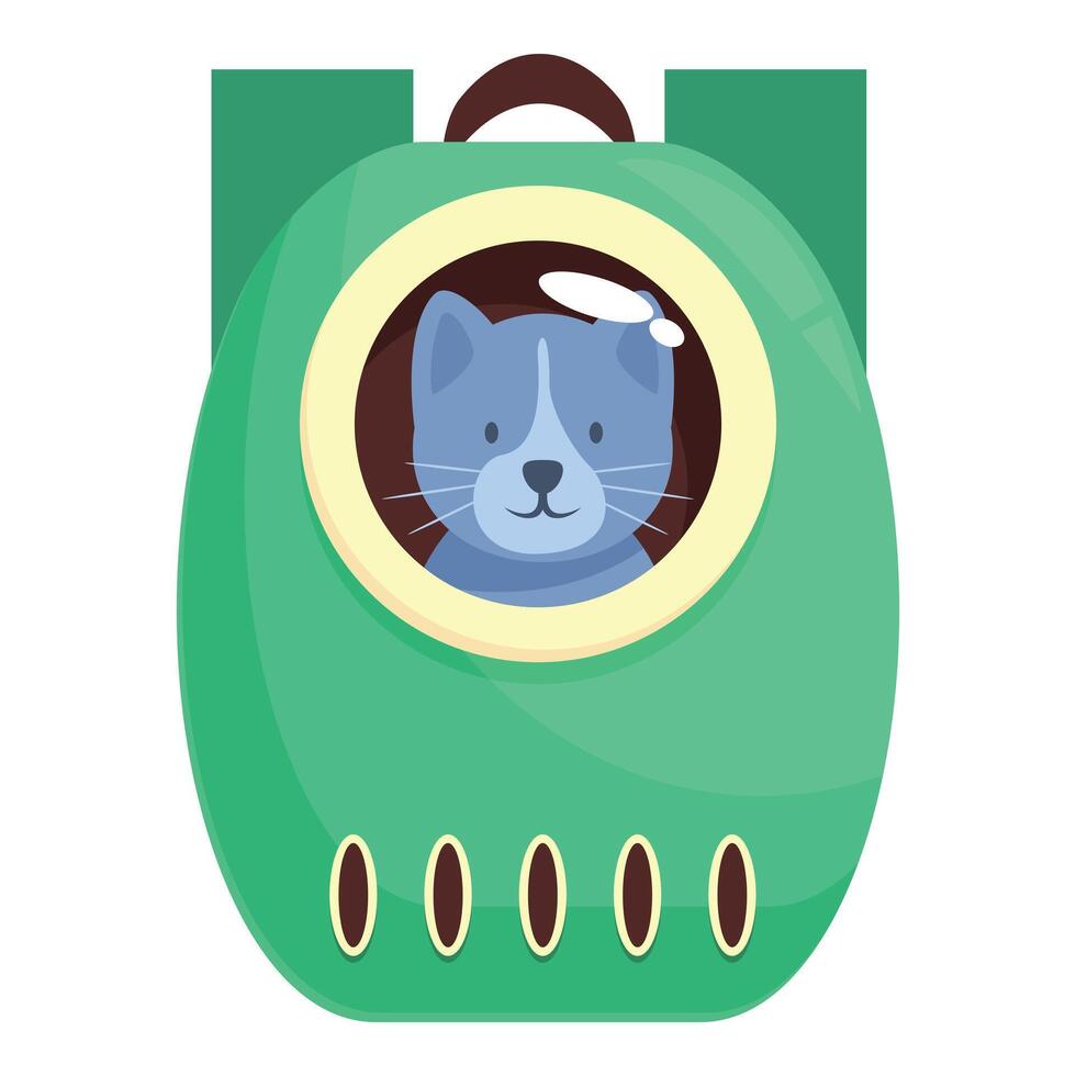 Blue tabby cat sitting in green carrying backpack vector
