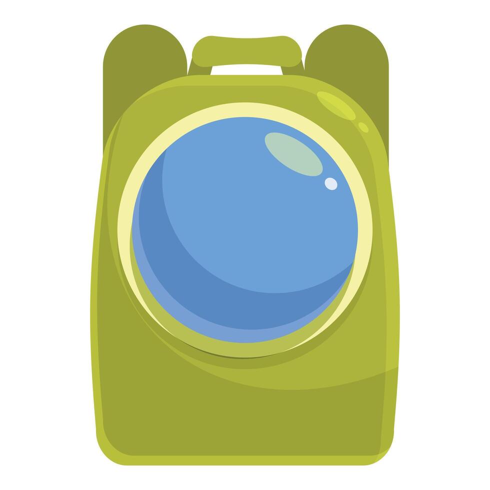 Green backpack with round window for traveling with pets vector