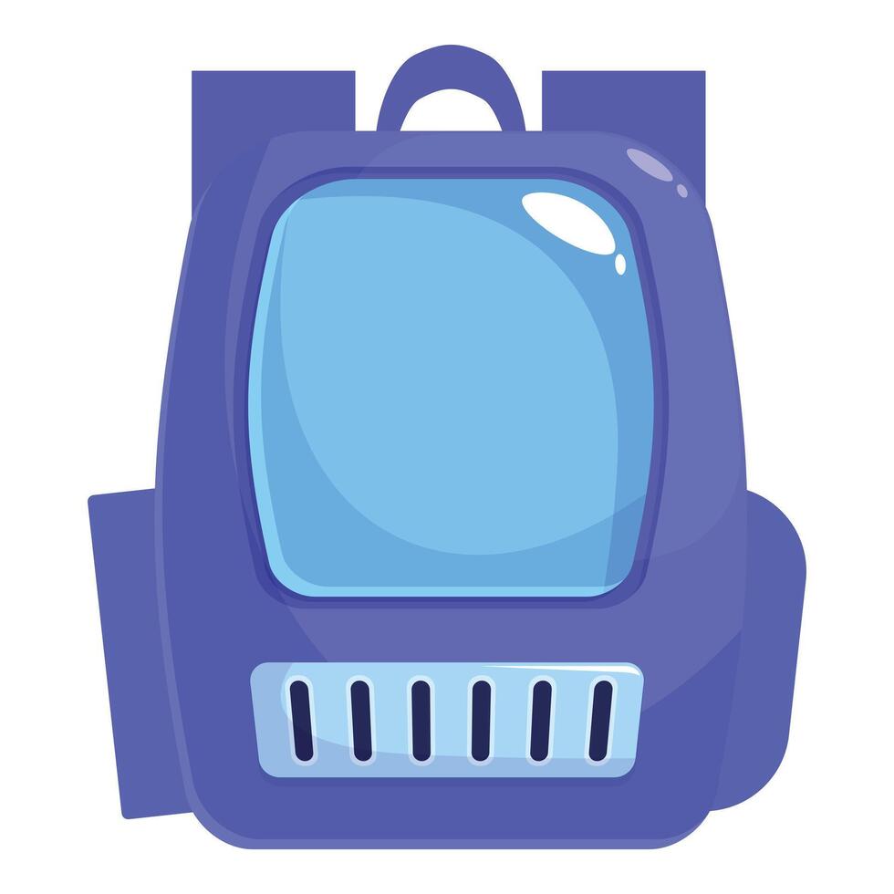 Futuristic backpack featuring a transparent screen displaying a blue light vector