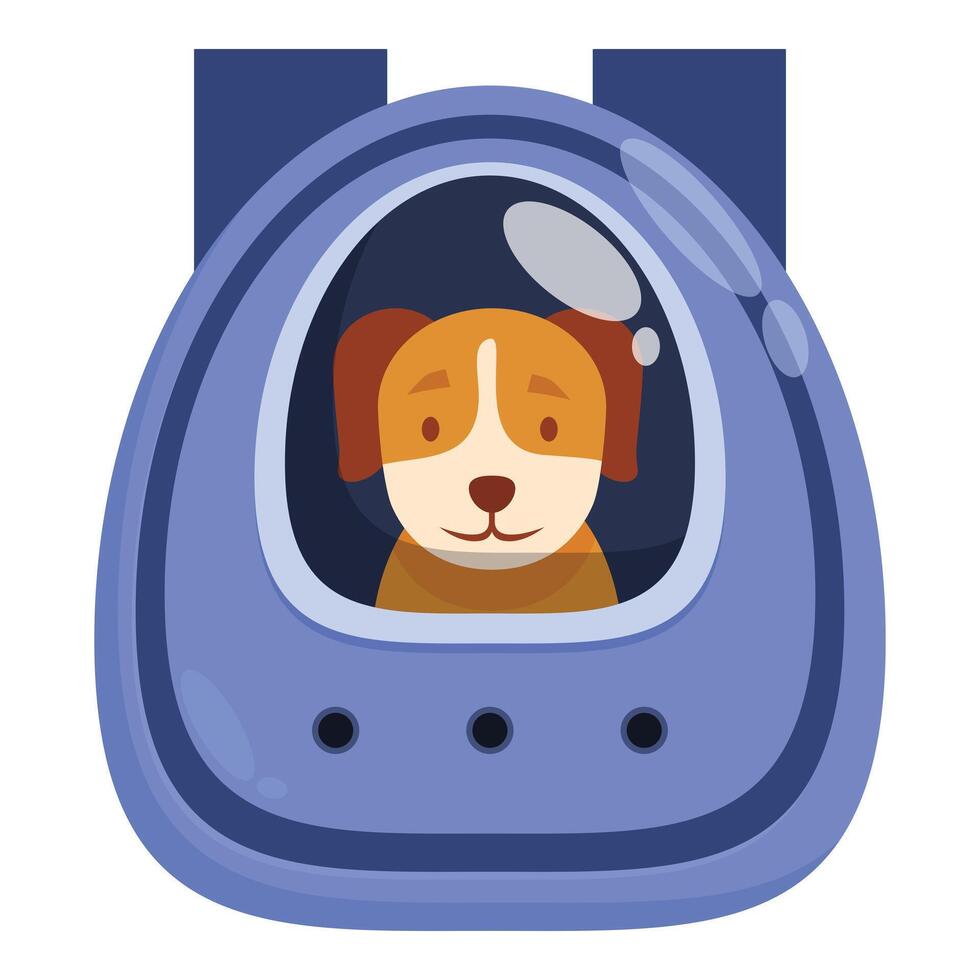 Cute dog astronaut sitting in spaceship window looking at stars vector