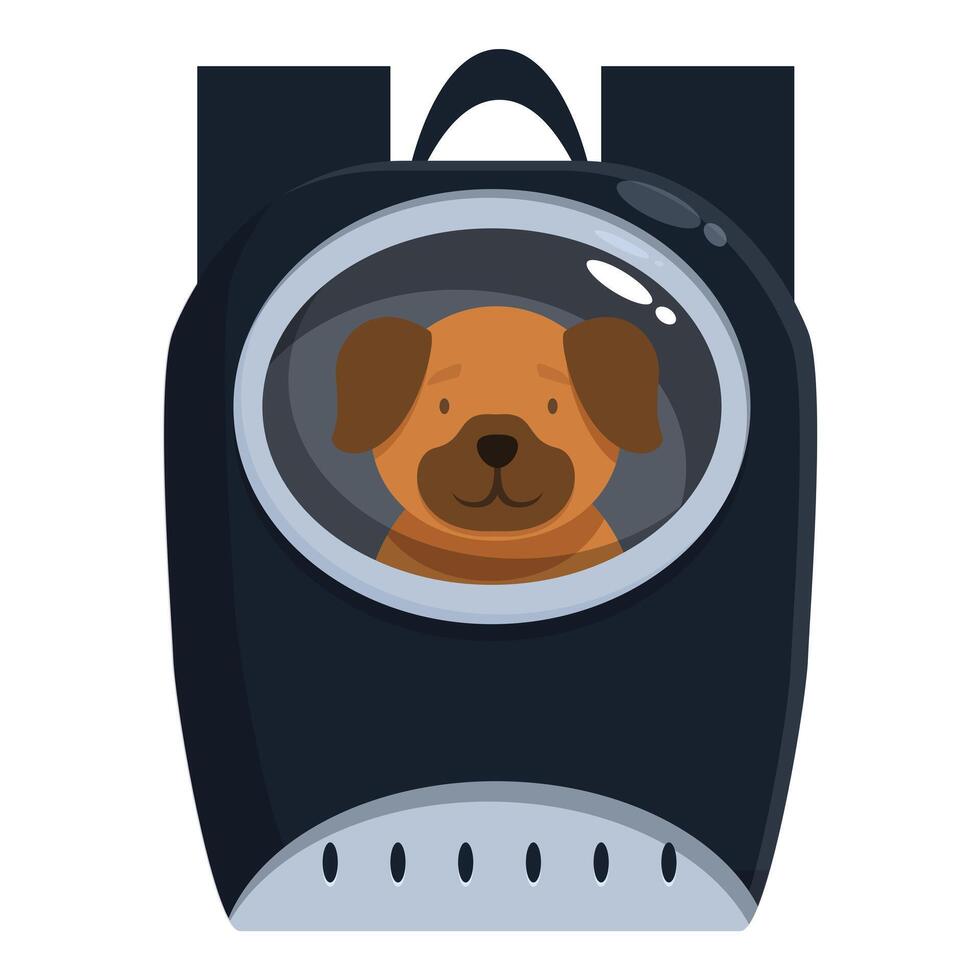 Cute pug dog sitting in space backpack looking through window vector