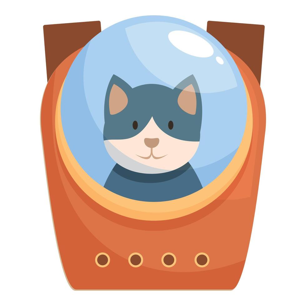 Cartoon cat astronaut sitting in spaceship taking off to space vector