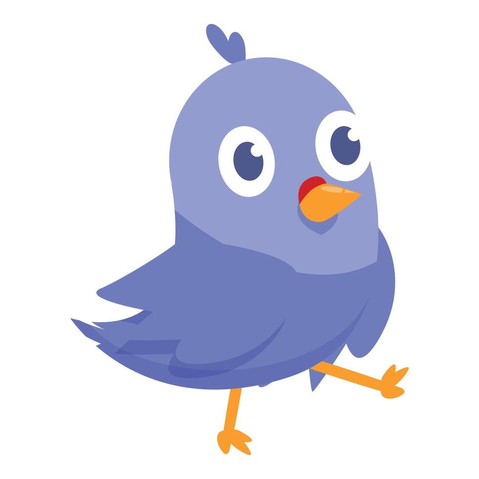 Cute blue bird walking happily with big eyes vector