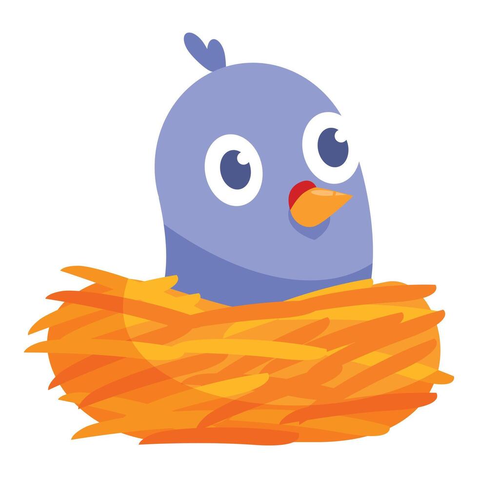 Cute blue bird resting in its cozy nest vector