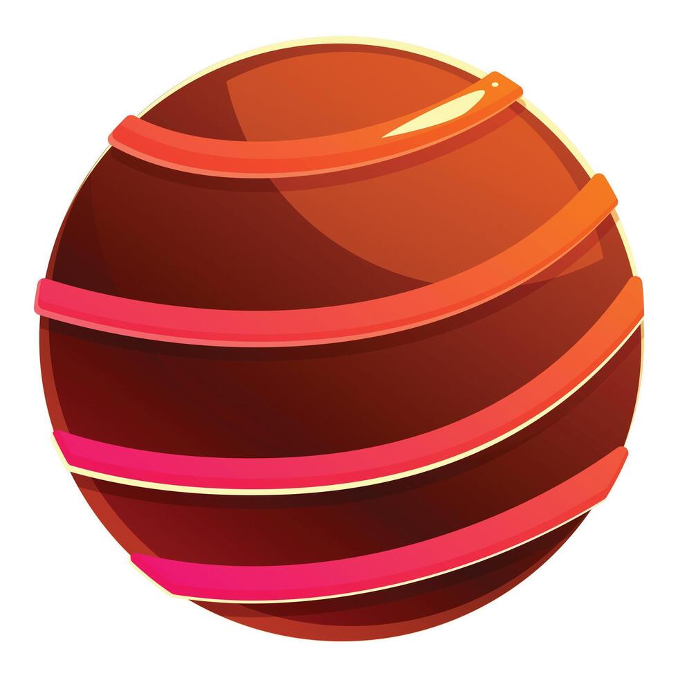 Round chocolate candy with pink stripes is being covered with glaze vector