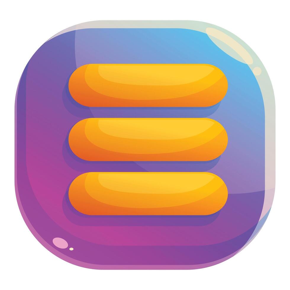 Colorful rounded square app icon showing three horizontal lines vector