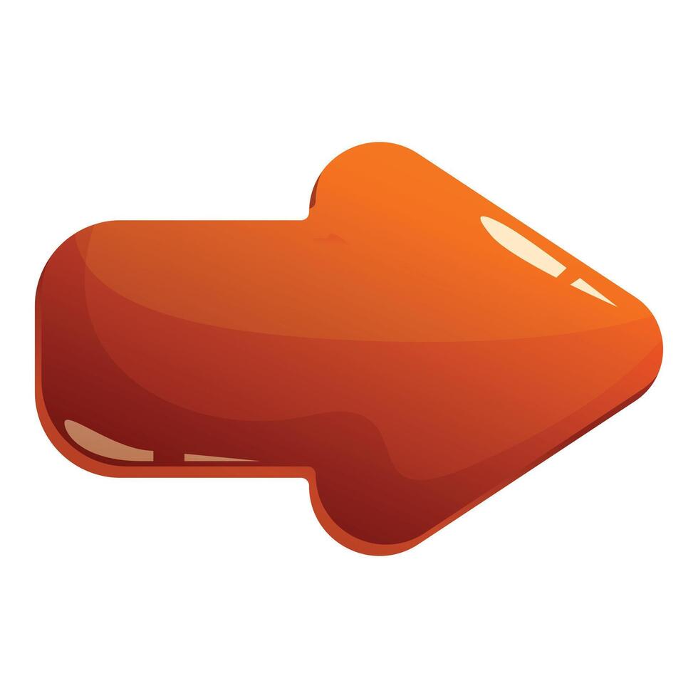 Glossy orange arrow pointing right cartoon style vector