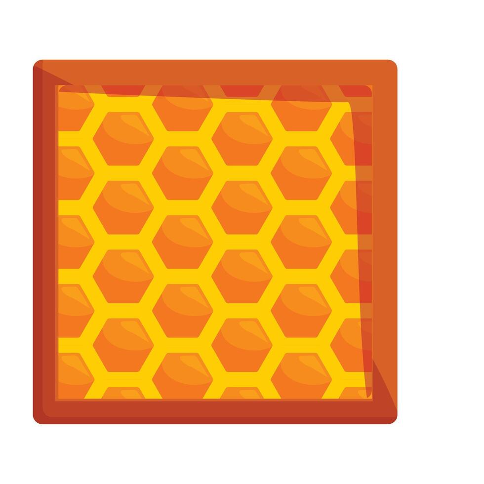 Wooden frame containing honeycomb dripping with golden honey vector