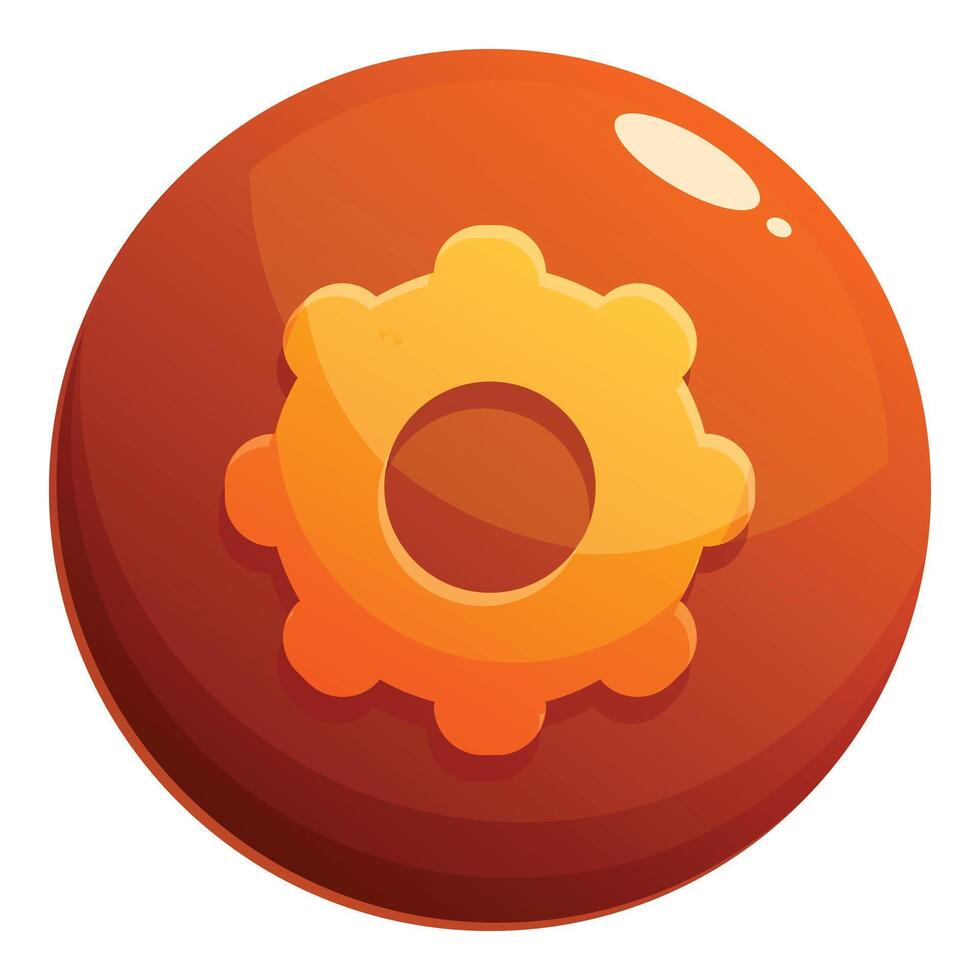 Orange globe icon showing a cogwheel representing settings vector