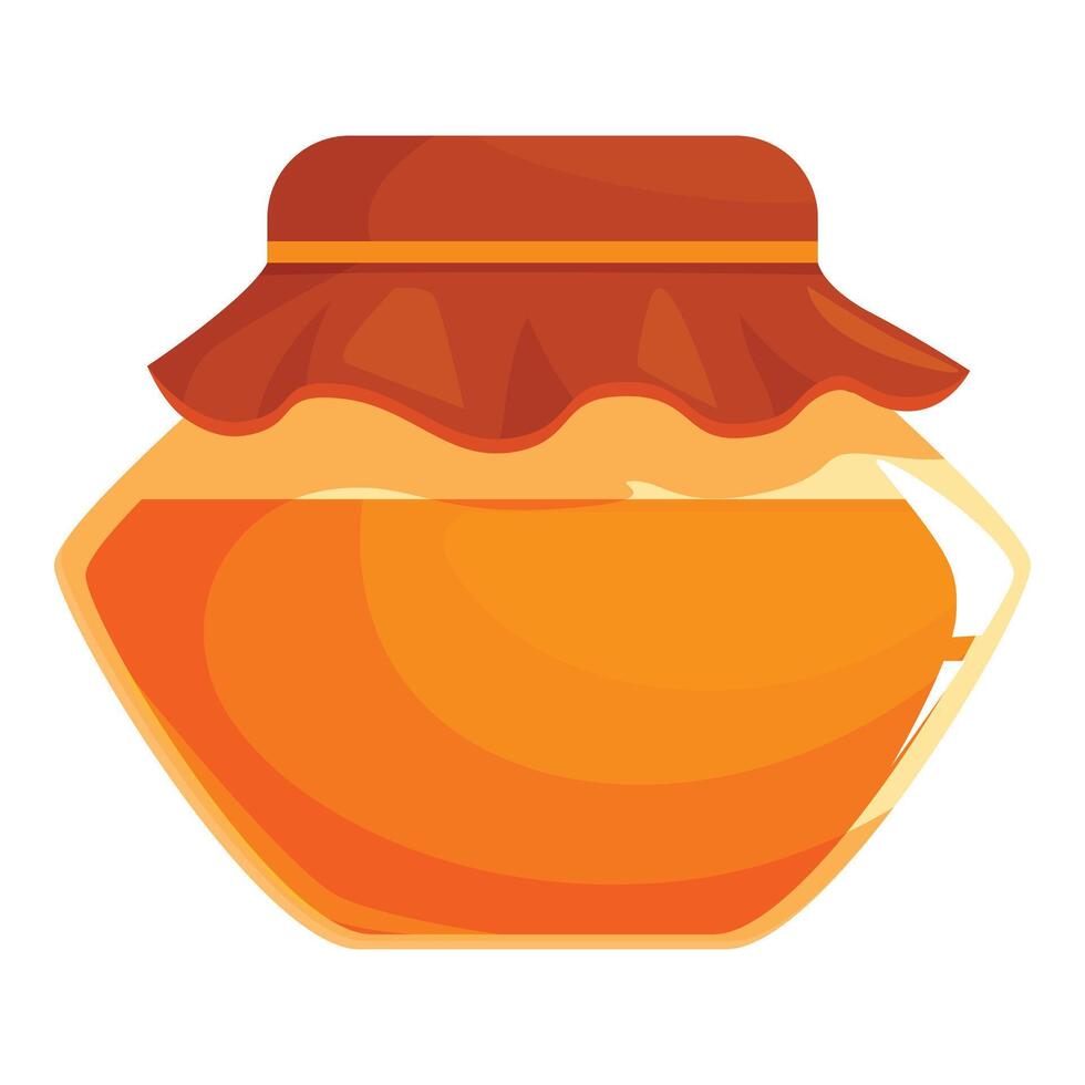 Glass jar filled with honey and covered with brown cloth vector