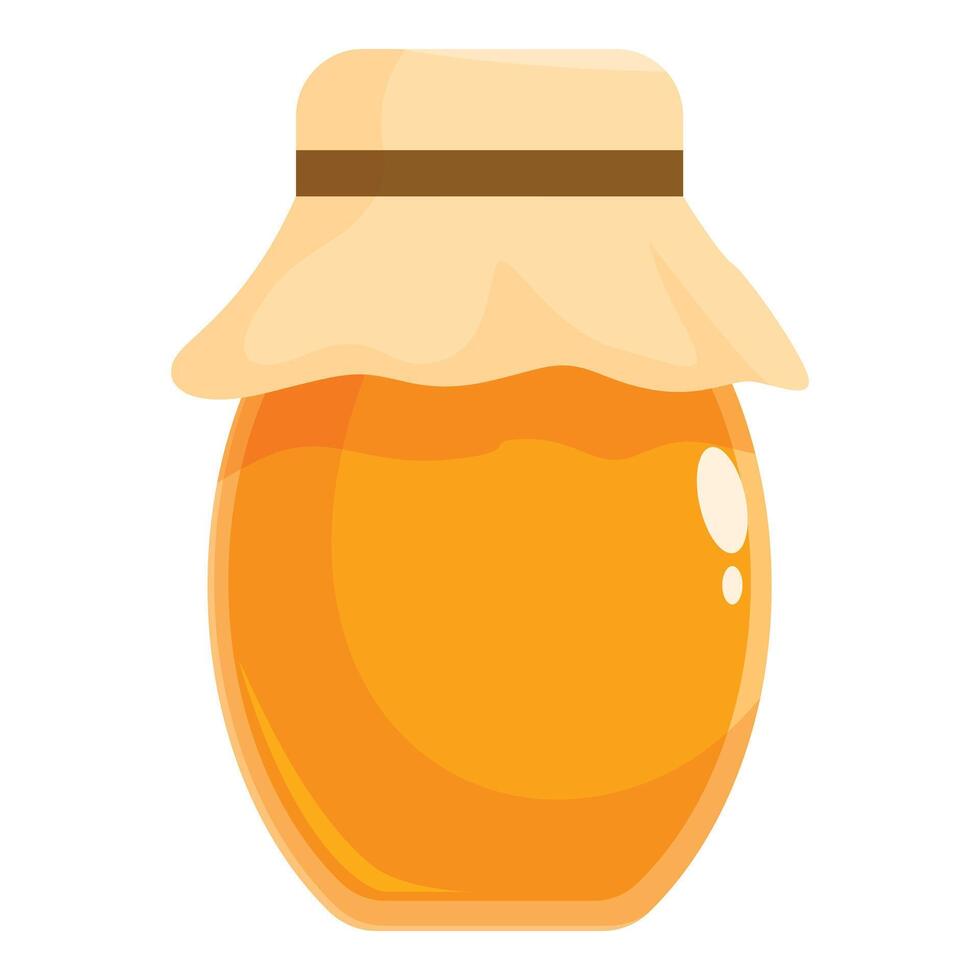 Glass honey jar with paper lid covering is standing on white background vector