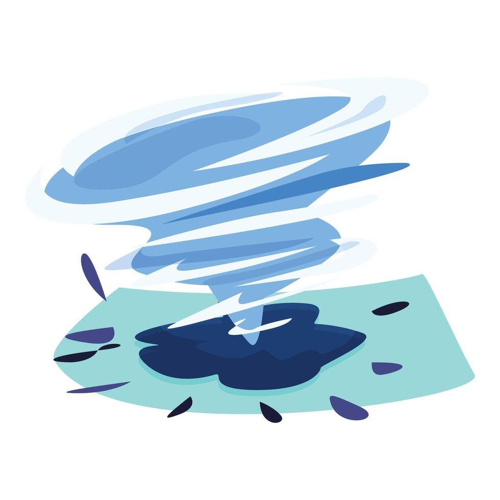 Big blue tornado rotating over land creating chaos vector