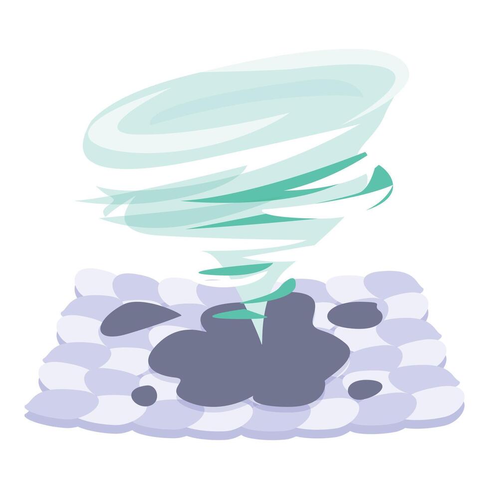 Green cartoon tornado touching ground illustration vector