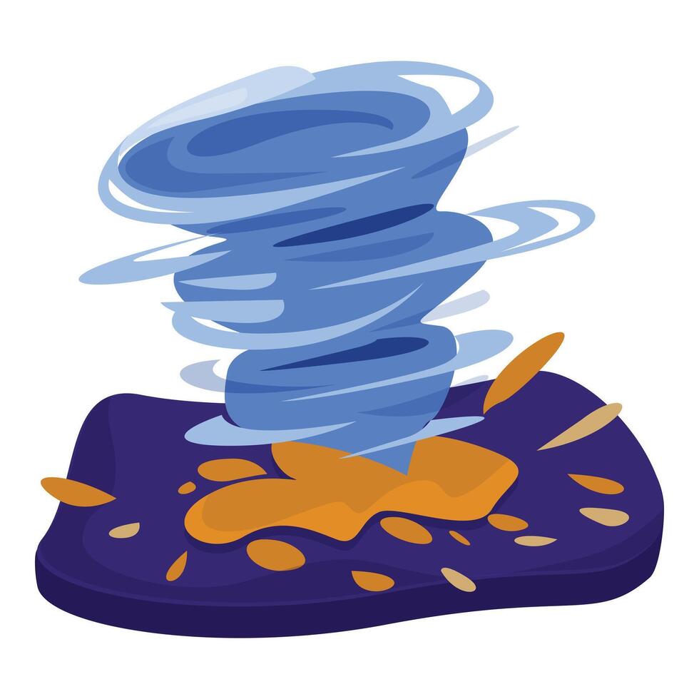 Blue whirlwind rotating creating tornado on ground vector