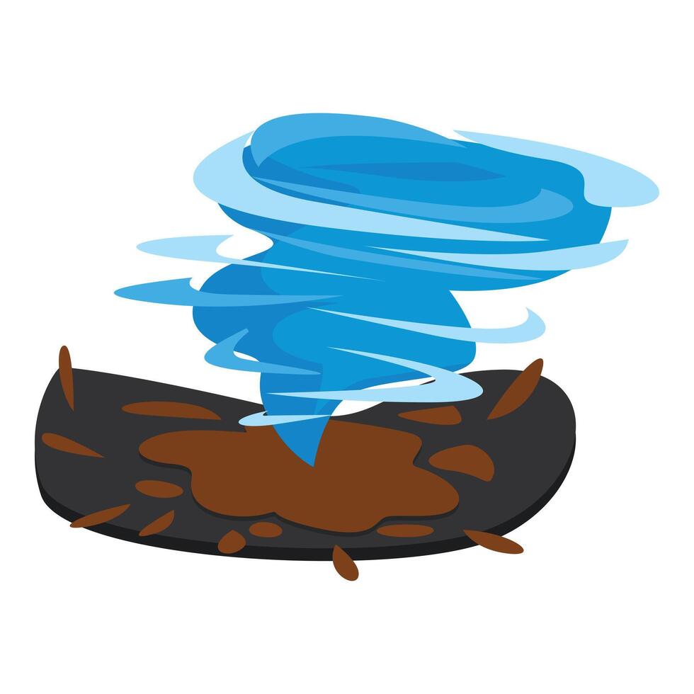 Blue whirlwind touching the ground creating a natural disaster vector