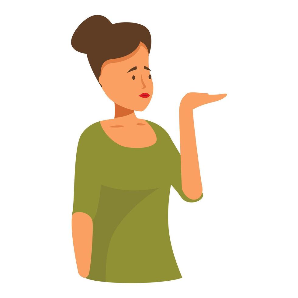 Young woman showing something with hand gesture illustration vector