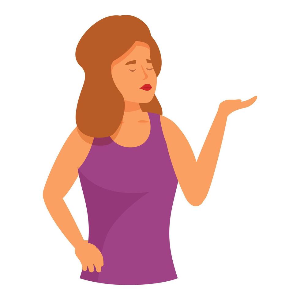 Young woman showing something with hand gestures while presenting something vector
