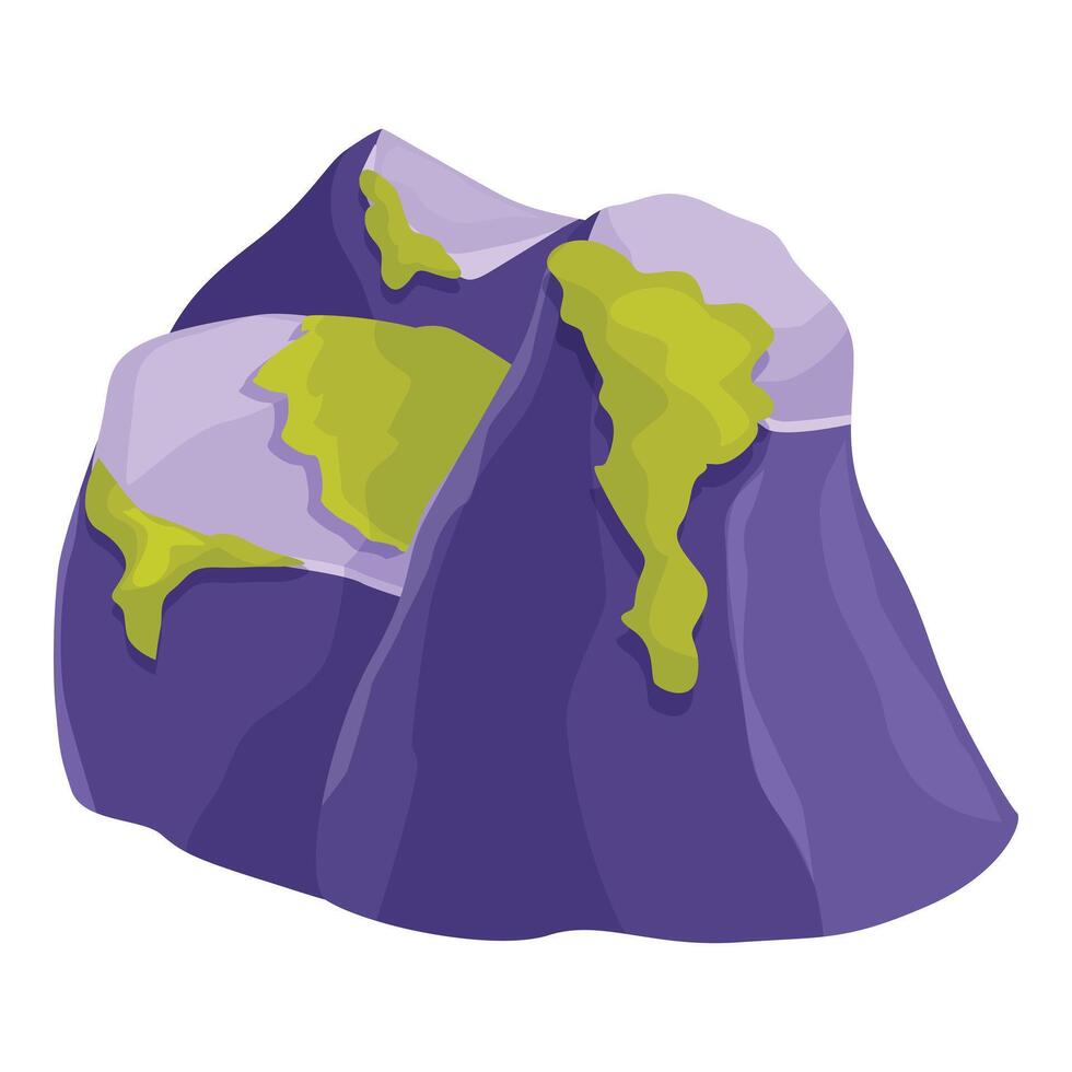 Purple mountain with green moss and snow covering its top vector