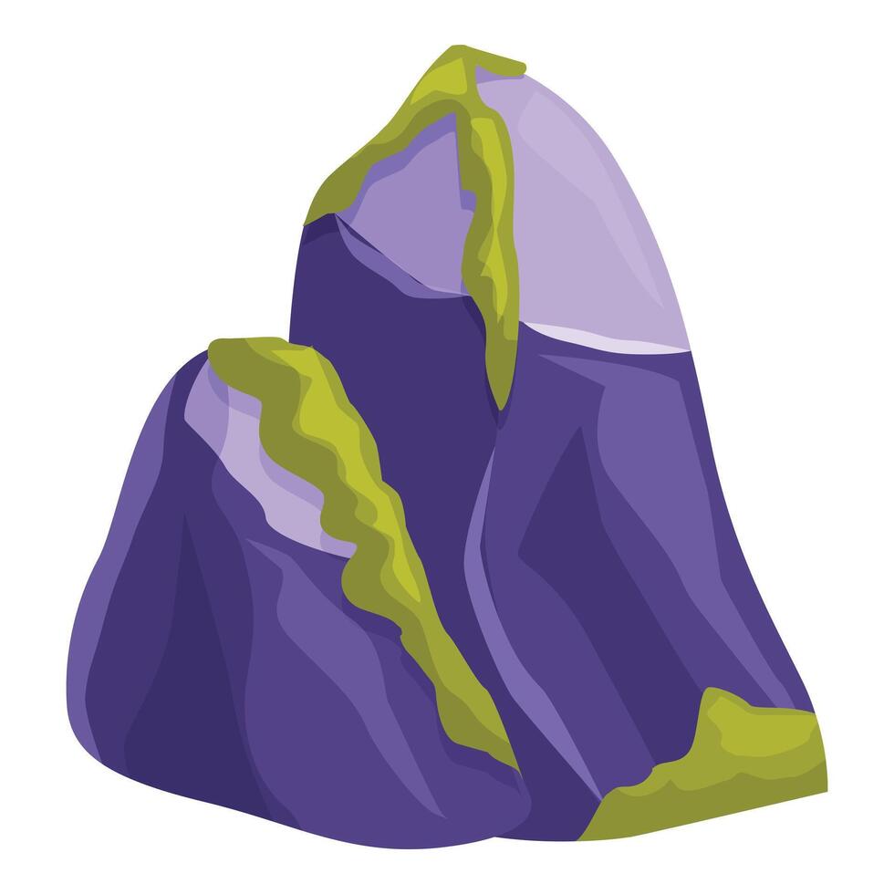 Purple mountain peaks with green moss growing on them vector