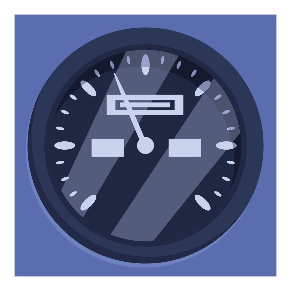 Round analog gauge showing fuel level with needle vector