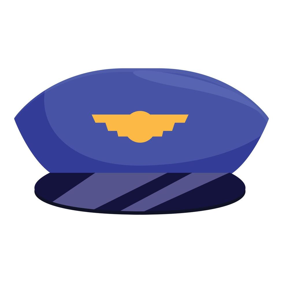 Blue pilot hat with golden wings sitting on a surface vector