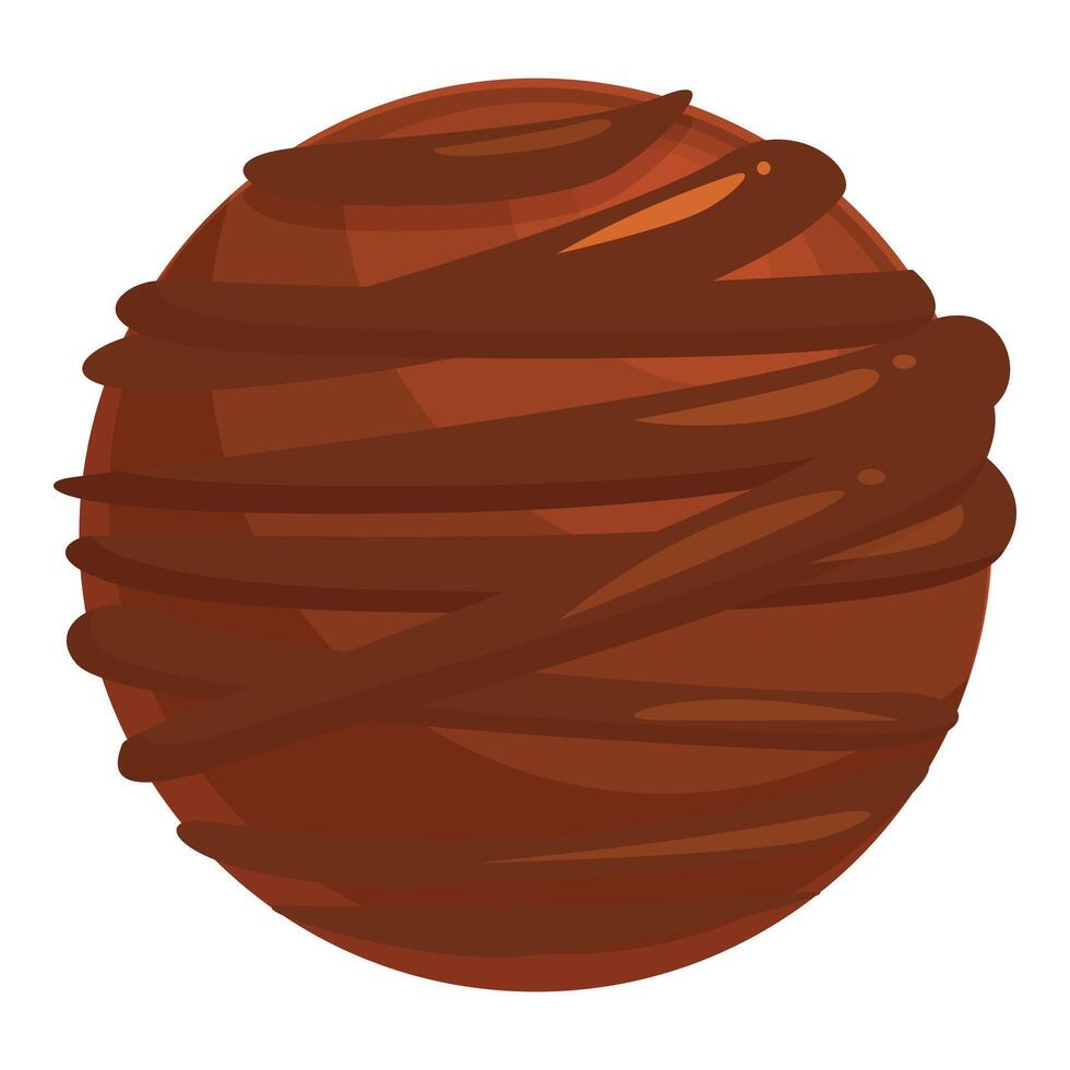 Round chocolate candy covered in swirls of chocolate icing vector
