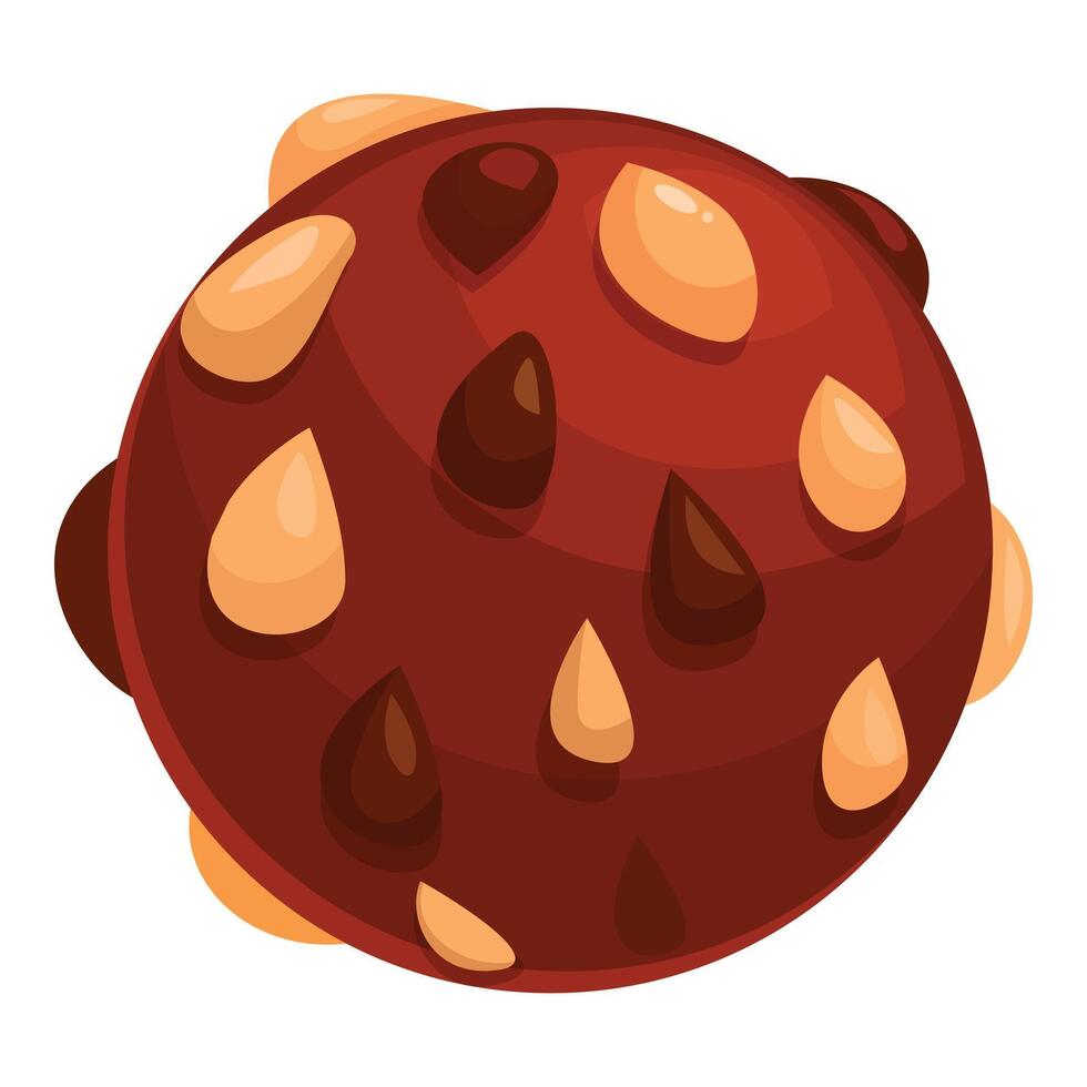 Chocolate ball covered with hazelnut and chocolate drops is rotating vector