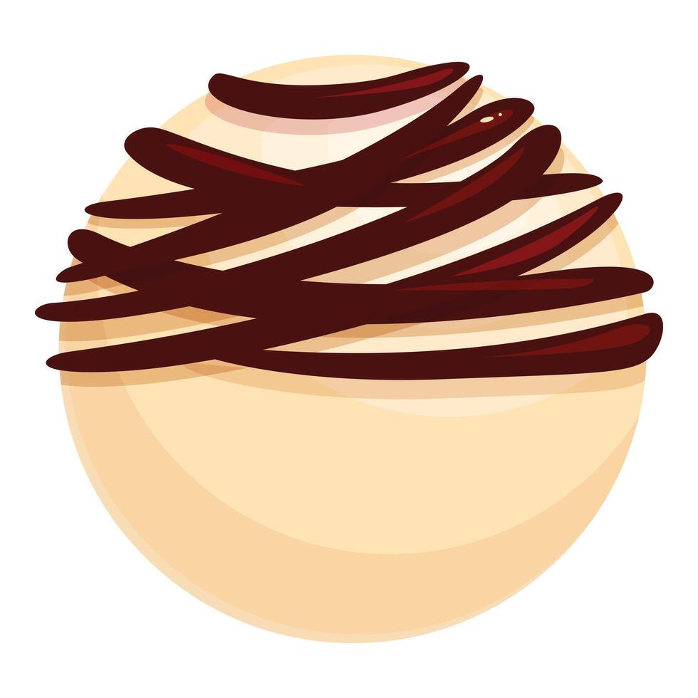 Round chocolate candy with chocolate drizzle topping isolated on white background vector