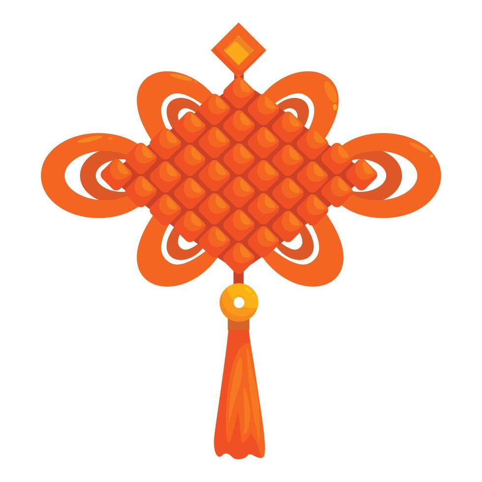 Traditional chinese knot ornament hanging with tassel vector