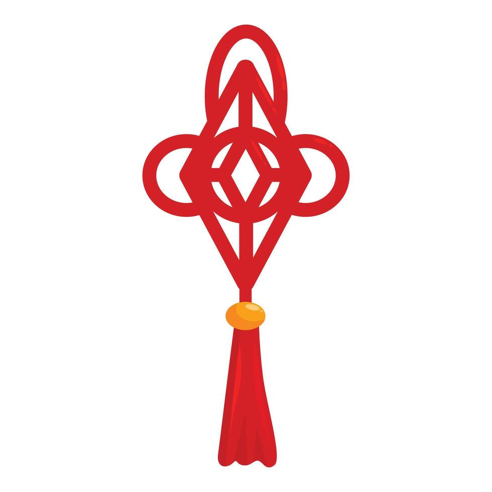 Red chinese knot ornament hanging with tassel for new year decoration vector