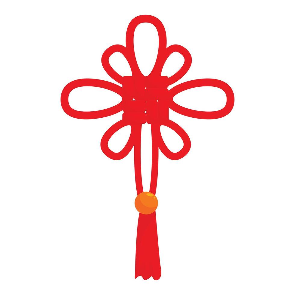 Red chinese knot hanging with yellow bead representing wealth and prosperity vector