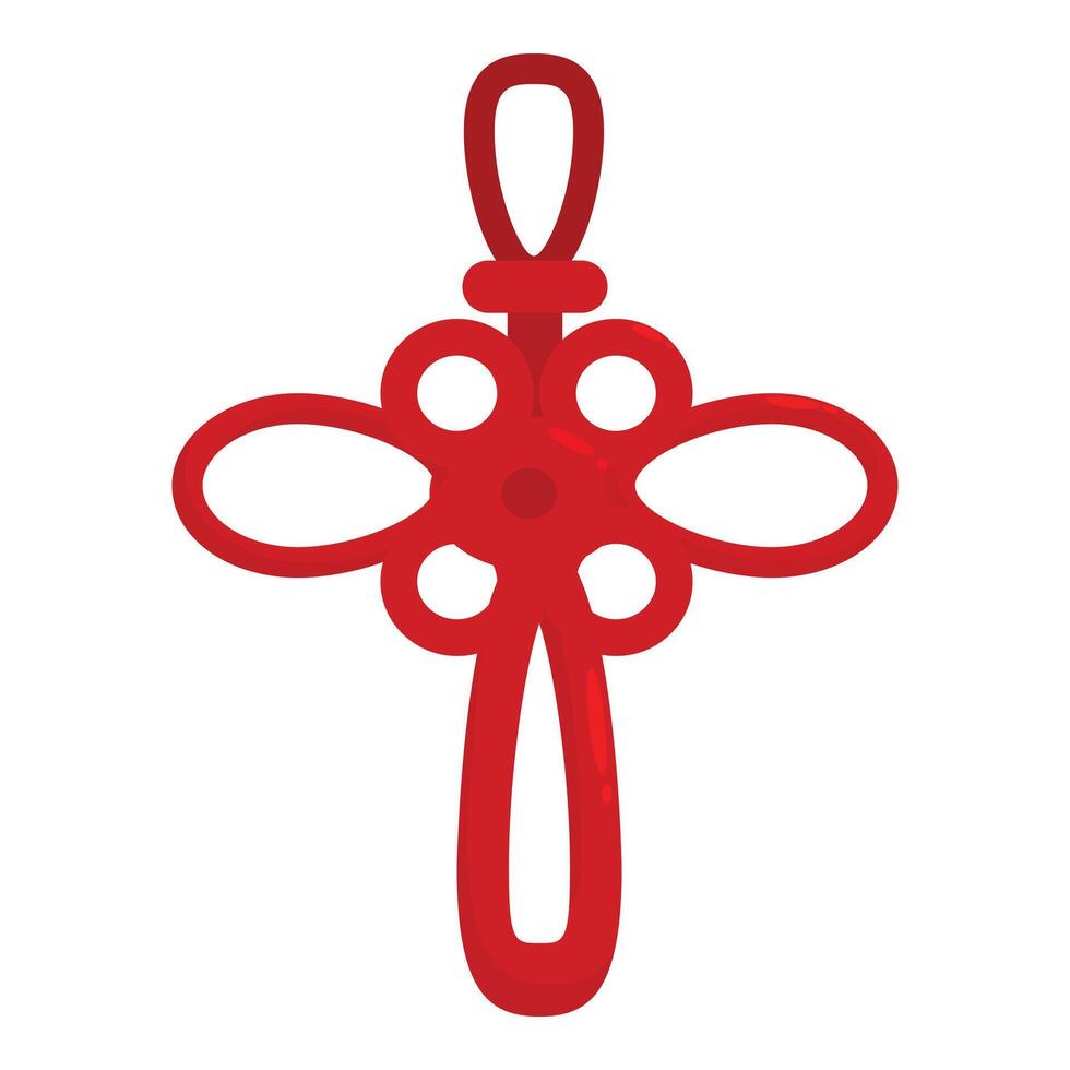 Red chinese knot forming a cross shape on white background vector