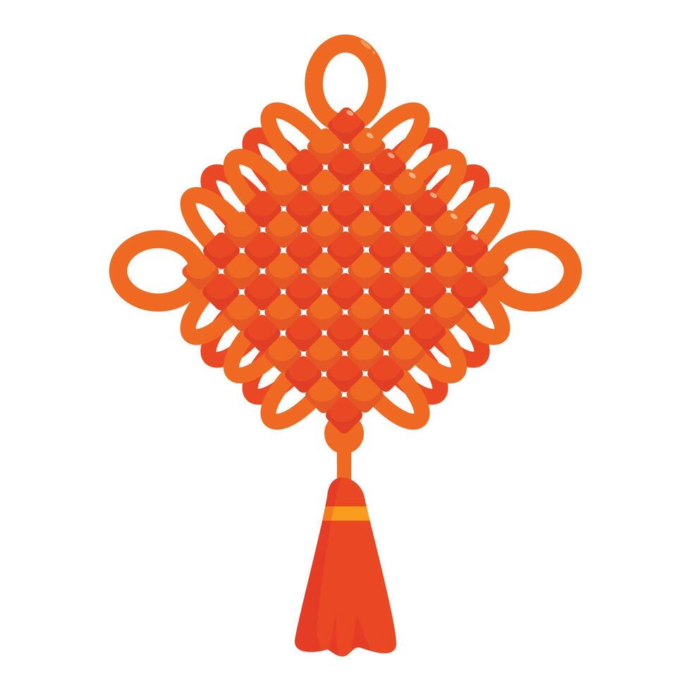 Traditional chinese knot ornament hanging with tassel vector