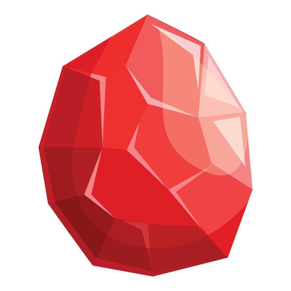 Big red gemstone shining brightly on white background vector