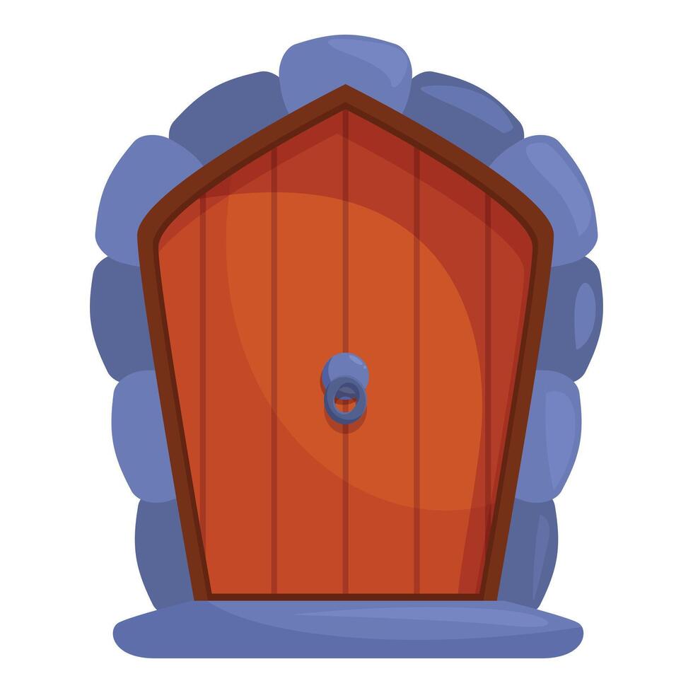Old wooden door with stone frame leading to secret place vector