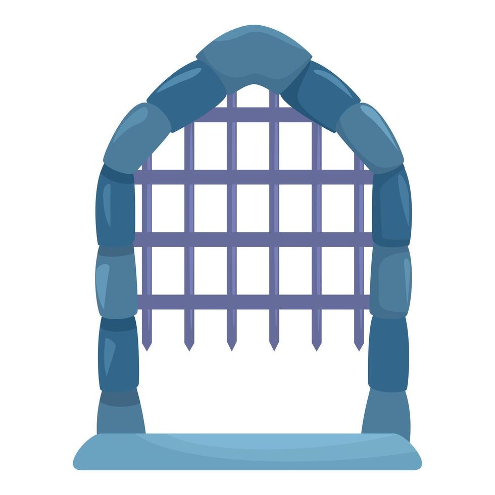 Ancient stone archway with metal gate protecting entrance vector
