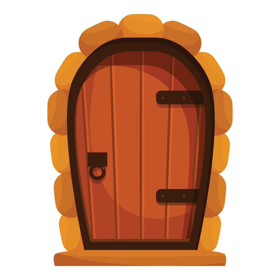 Old wooden fantasy door with stone frame inviting to enter vector