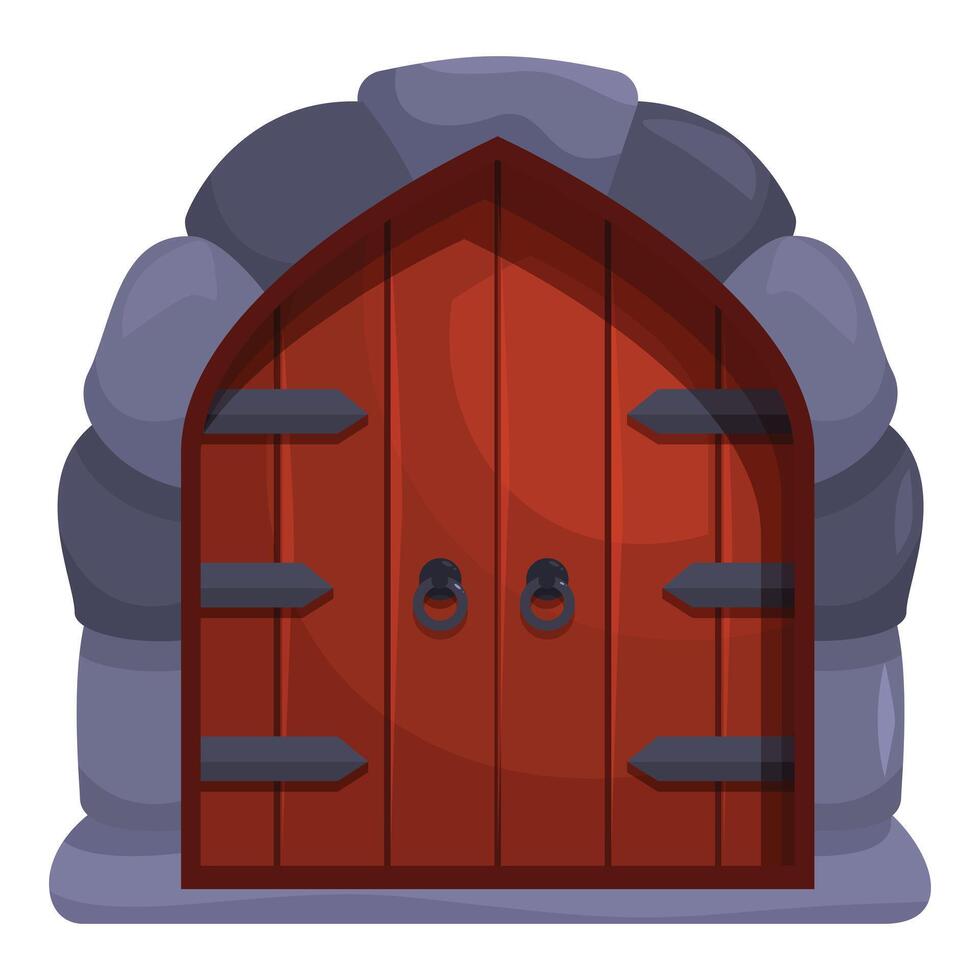 Ancient wooden door is being part of stone wall vector
