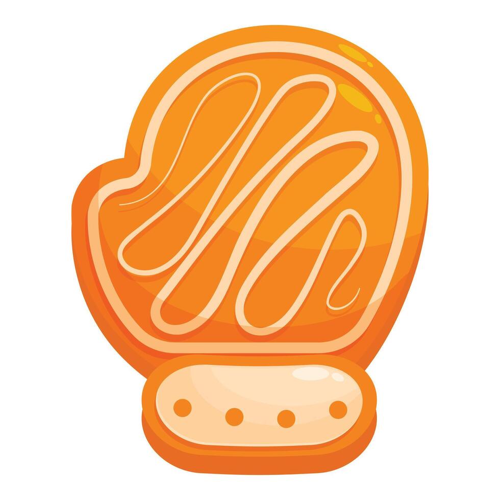 Gingerbread cookie shaped like a winter mitten with icing decoration vector