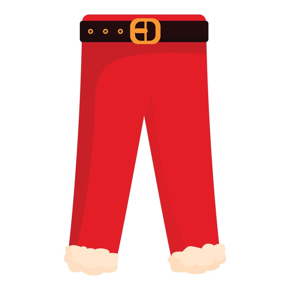 Red christmas pants with black belt and fur vector