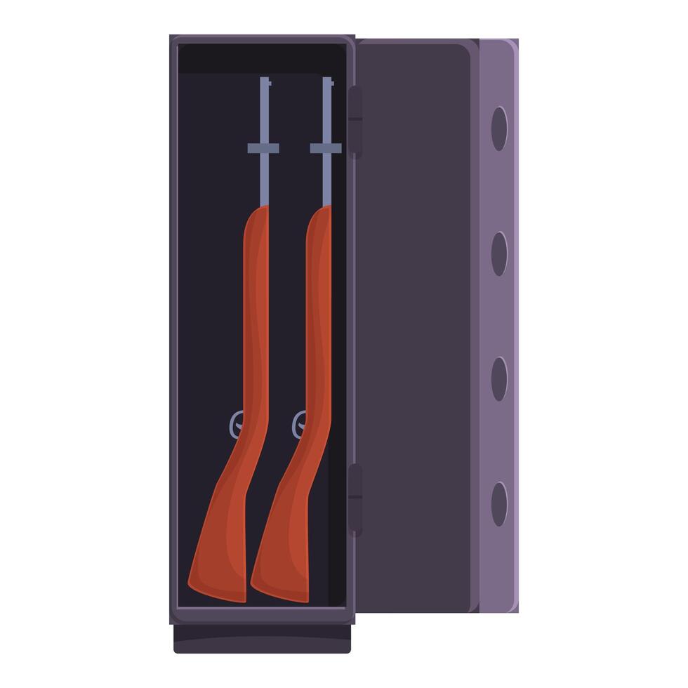 Gun safe with rifles inside storing weapons securely vector